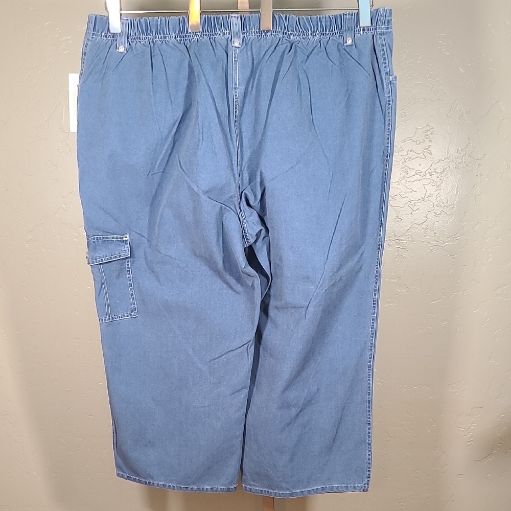 Shaver Lake Women's Light Blue Cropped Jeans Elastic Waist 100% Cotton 24W - Picture 8 of 10